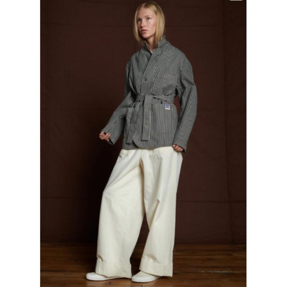 Soeur Denim belted striped chore Jacket